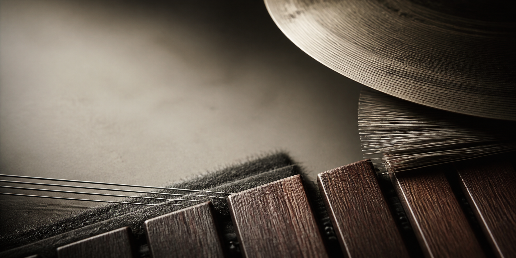 Close view of wooden percussion bars and strings